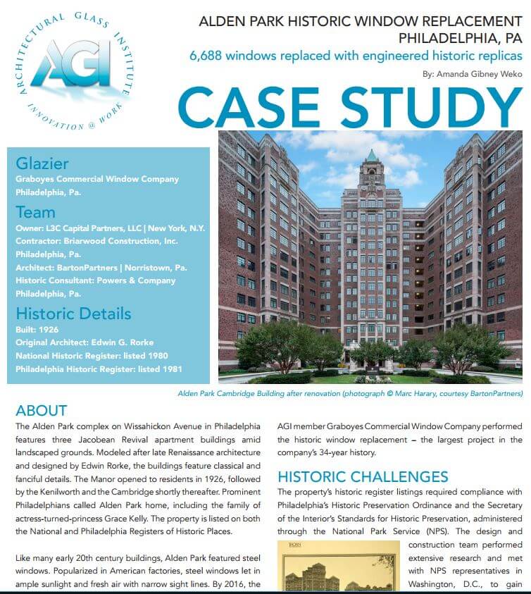 Architectural Gl Insute Case Study Features Our Replacement Of Architectural Gl Insute Case Study Features Our Replacement Of 6 688 Historic Windows At Philadelphia S Alden Park Graboyes Commercial Window